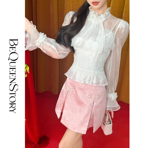 余潇潇【醉花瑶】时尚百搭蝴蝶结设计感小A短裙浪漫优雅2025新款女 商品图4