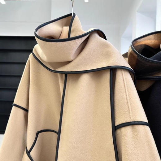 【来点不一样的】柜3300+!80支100绵羊毛复古时尚百搭腰带双面呢围巾大衣外套女冬款！ 商品图1