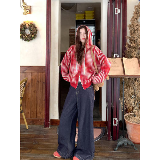 <曾小咸推荐>现货秒杀 ！微信超特价！韩系条纹长袖外套 日常189.99 立减100 秒杀89.99！！ 商品图5