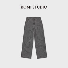 ROMI STUDIO“复古时髦”100%棉珠帆肌理大口袋牛仔裤RWCAX87438