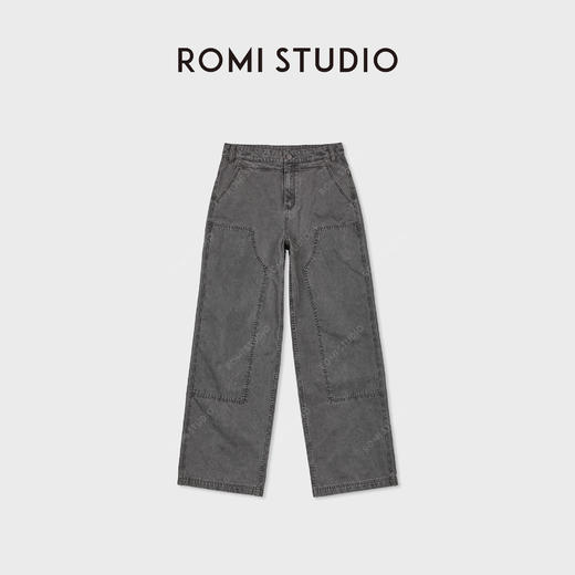 ROMI STUDIO“复古时髦”100%棉珠帆肌理大口袋牛仔裤RWCAX87438 商品图0