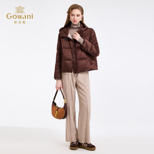 【两色可选】乔万尼新品泡芙感保暖90白鸭绒休闲连帽短款羽绒服ED4T787 商品图8