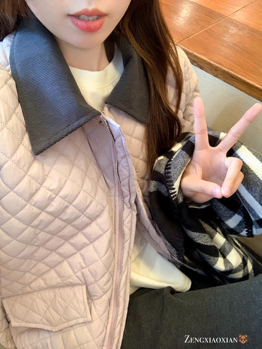 <曾小咸推荐>现货秒杀 ！微信超特价！撞色翻领菱格棉服 日常329.99 立减190 秒杀139.99！！ 商品图5