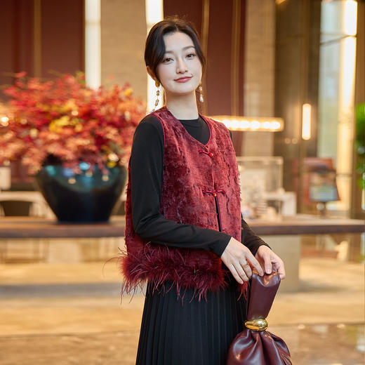 奢姿大码女装2025冬季时尚盘扣设计马甲胖妹妹气质复古显瘦上衣9954391099 商品图4