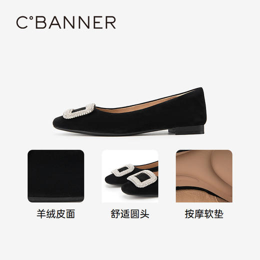 【上新】千百度2026春季新款羊皮浅口单鞋女春季芭蕾舞鞋A26180005 商品图3