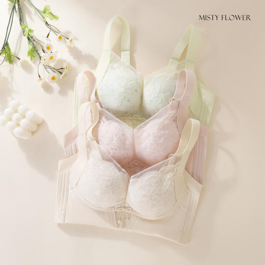 熳洁儿 调整提拉小胸聚拢文胸柔软轻乳棉力挺中厚杯蕾丝内衣26261511 商品图5