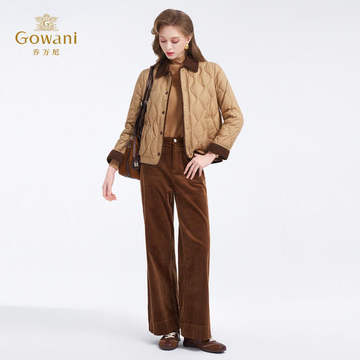 【鹅绒】乔万尼经典葫芦绗缝撞色翻领宽松白鹅绒羽绒服ED4T848 商品图3