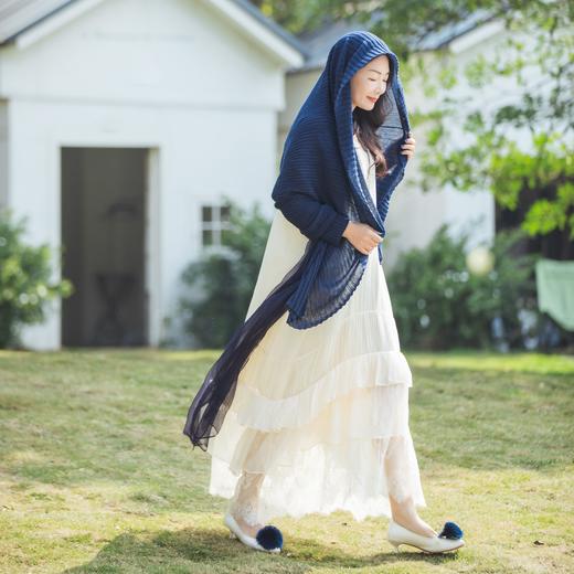 【林栖设计小店】【植物染色】轻逸自在|手工植物蓝拼桑蚕丝飞片2026春新款毛织外套1961212B 商品图2