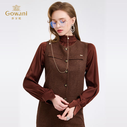 乔万尼高智感穿搭拼接中式提花复古感短马甲ED4H831 商品图2