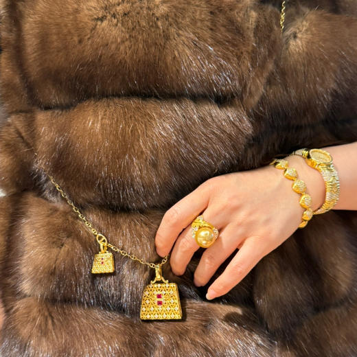 GAONAS  时尚贵气母子包金色项链11842XGO 商品图2