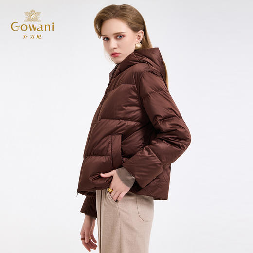 【两色可选】乔万尼新品泡芙感保暖90白鸭绒休闲连帽短款羽绒服ED4T787 商品图3