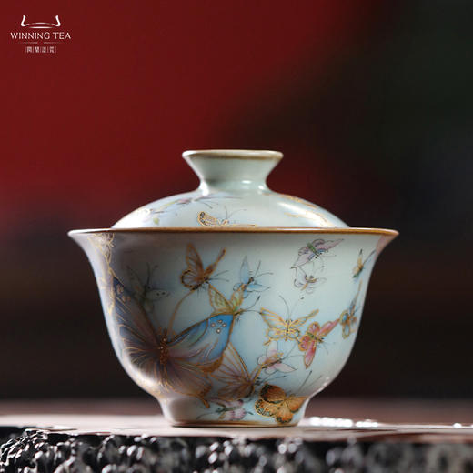 问鼎鼎峰系列天青酌泉二才盖碗（梦蝶飞舞） 商品图3