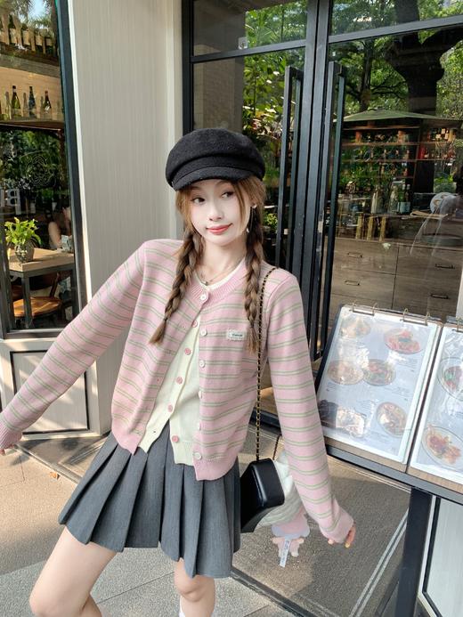 <曾小咸推荐>现货秒杀 ！微信超特价！假两件条纹毛织开衫 日常199.99 立减110 秒杀89.99！！ 商品图14