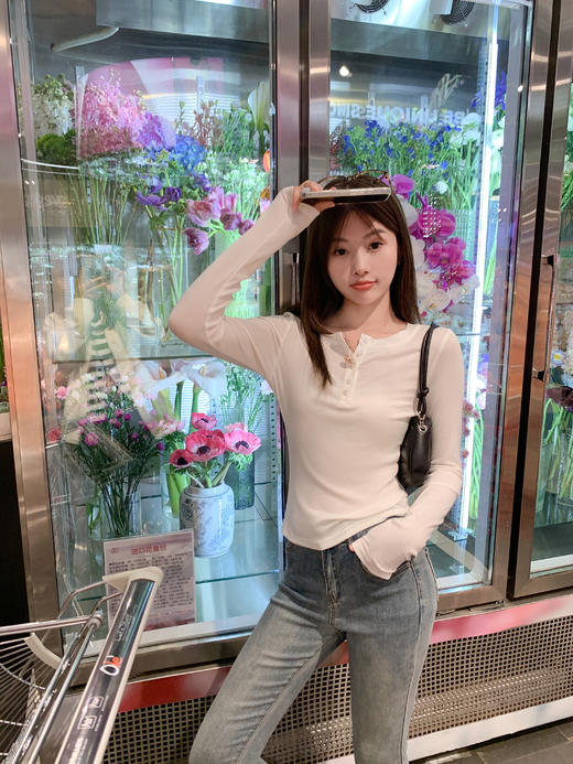 <曾小咸推荐>3.16现货秒杀 ！微信超特价！半开领纽扣修身长袖T恤 日常99.99 立减40 秒杀59.99！！ 商品图8