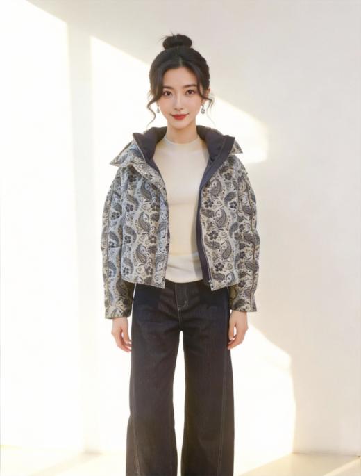 SC1L01_帝释青色_牛仔裤_春季_高腰垂感阔腿直筒牛仔_高级女装_BERNIEELEN 伯妮斯茵 商品图1