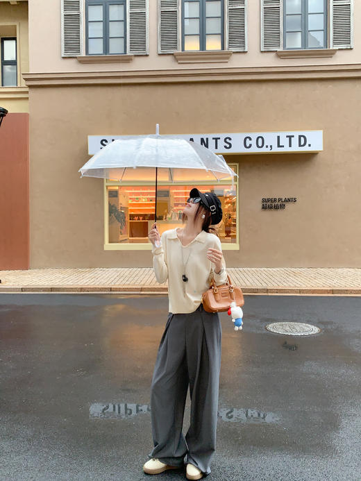 <曾小咸推荐>现货秒杀 ！微信超特价！3色韩系Polo领针织衫 日常139.99 立减70 秒杀69.99！！褶皱蕾丝边阔腿西装裤 秒杀89.99！！ 商品图6