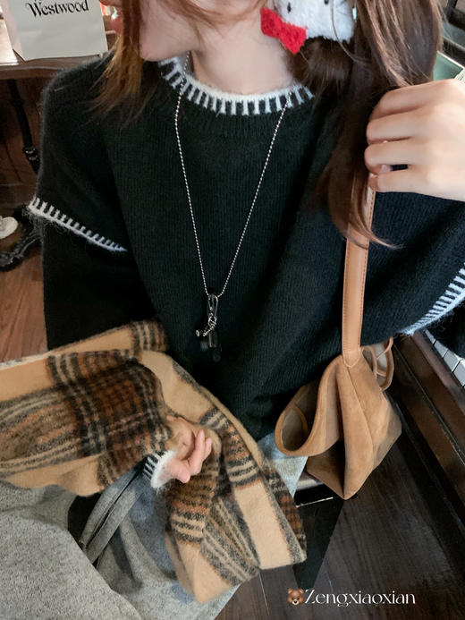 <曾小咸推荐>现货秒杀 ！微信超特价！2色韩系撞色毛衣 日常169.99 立减80 秒杀89.99！ 浅灰色休闲裤秒杀79.99！！ 商品图7