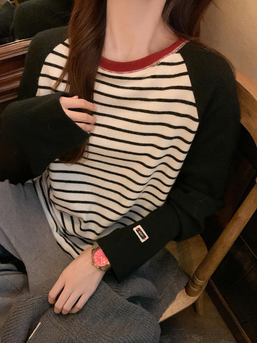 <曾小咸推荐>现货秒杀 ！微信超特价！撞色条纹插肩袖T恤 日常149.99 立减80 秒杀69.99！！ 商品图8