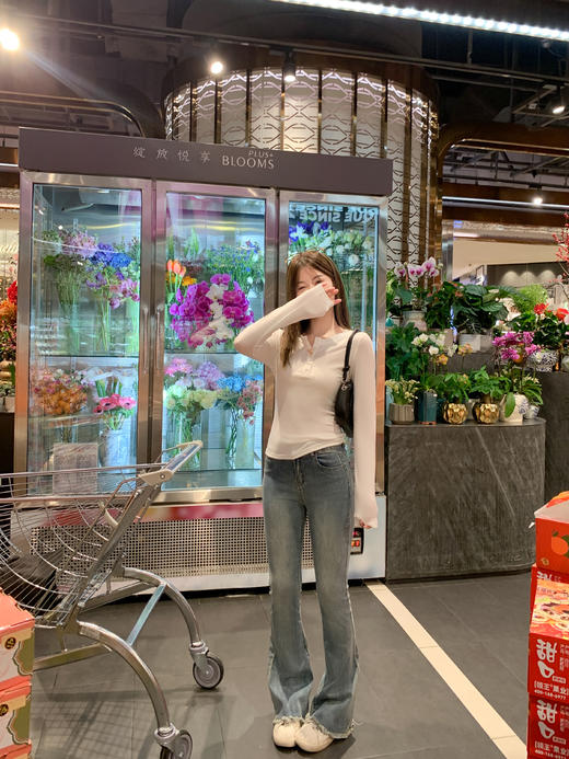 <曾小咸推荐>3.16现货秒杀 ！微信超特价！半开领纽扣修身长袖T恤 日常99.99 立减40 秒杀59.99！！ 商品图7