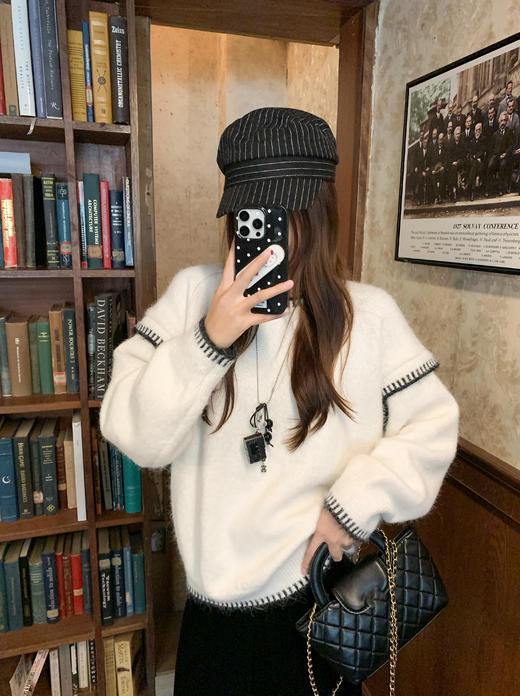 <曾小咸推荐>现货秒杀 ！微信超特价！2色韩系撞色毛衣 日常169.99 立减80 秒杀89.99！ 浅灰色休闲裤秒杀79.99！！ 商品图12