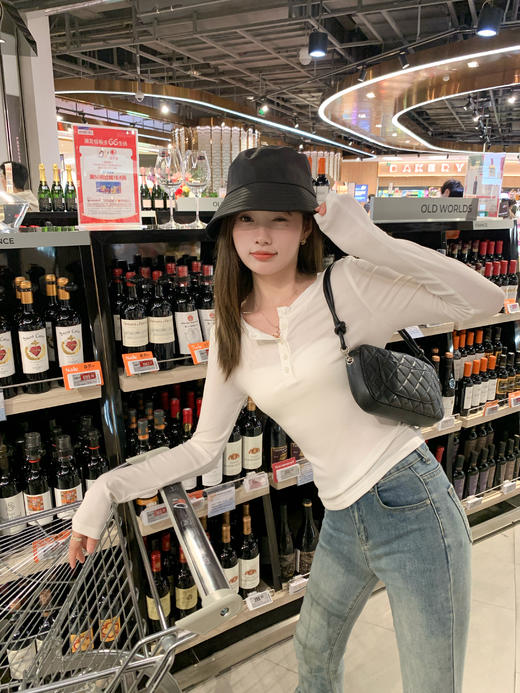 <曾小咸推荐>3.16现货秒杀 ！微信超特价！半开领纽扣修身长袖T恤 日常99.99 立减40 秒杀59.99！！ 商品图11