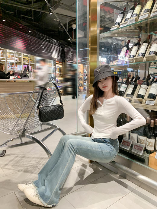 <曾小咸推荐>3.16现货秒杀 ！微信超特价！半开领纽扣修身长袖T恤 日常99.99 立减40 秒杀59.99！！ 商品图6