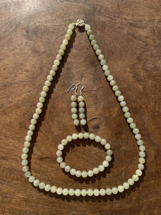 若羌黄口料白玉珠首饰三件套组，顺丰包邮 商品图0