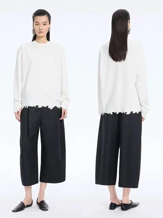 F012478春新品T恤剪纸切割刺绣边圆领长袖T恤 商品图8