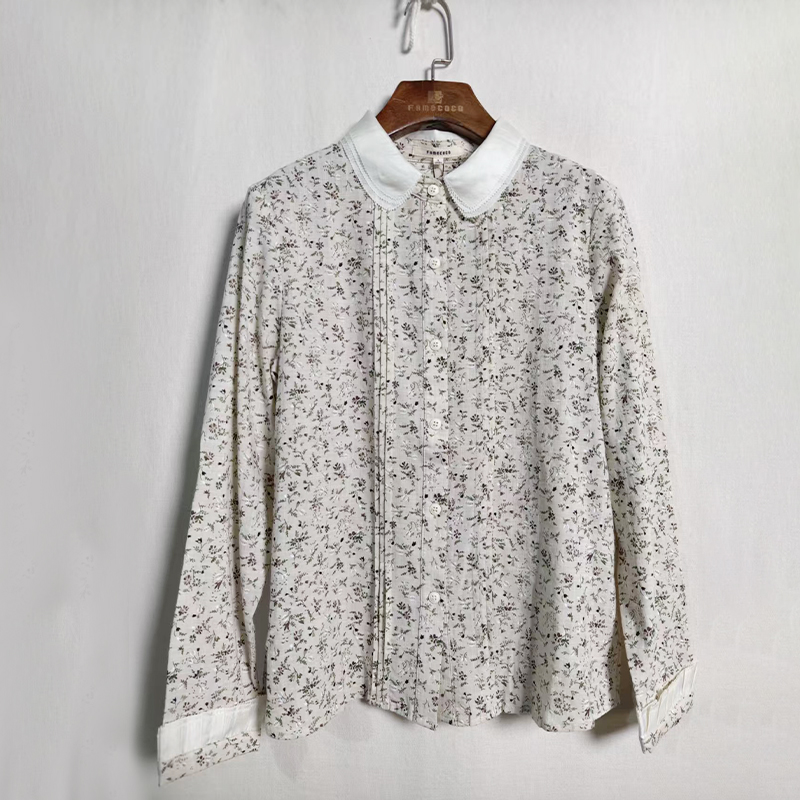 Famecoco范可儿短款碎花开身衬衣FAB6BH021