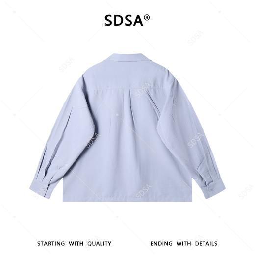 29271SDSA男士春夏新款痞帅男装潮牌时尚纯色褶皱翻领衬衫休闲百搭舒适 商品图5
