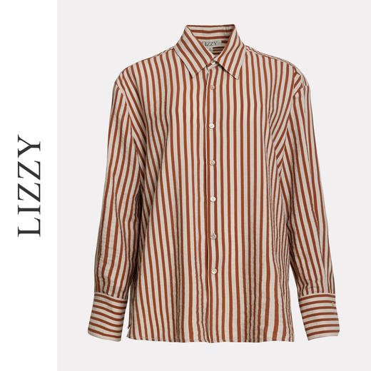 LIZZY早秋时尚休闲长袖宽松慵懒优雅风简约宽松条纹衬衣8061 商品图4