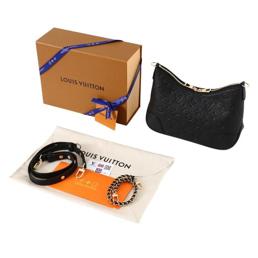 芯片版本）  金色五金配件 双拉链开合 压纹粒面牛皮革 牛角包腋下包手提斜挎单肩包 女款 黑色！ 商品图0