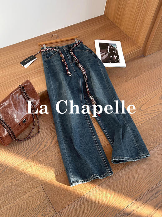 专柜实拍【磨毛/附赠腰带】拉夏贝尔/La Chapelle官网600+高品质！宽松慵懒感显瘦百搭直筒牛仔裤 商品图3