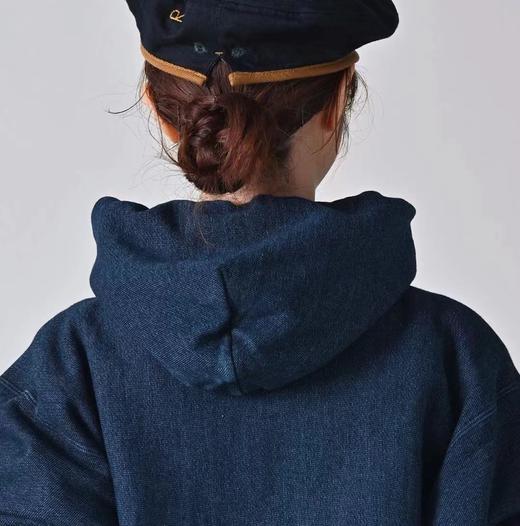 F012474靛蓝侧拼罗纹划桨图案插兜连帽卫衣 商品图9
