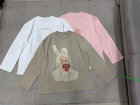 F012485早春新品卡通兔系列棉质宽松圆领长袖T恤上衣