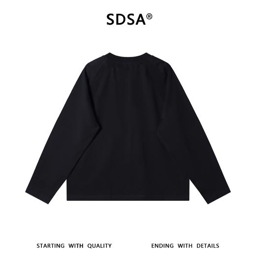 SDSA男士秋冬新款痞帅男装简约纯色铆钉圆领长袖T恤百搭宽松上衣 商品图5