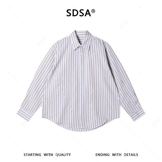 SDSA男士春夏新款痞帅男装老钱风经典条纹翻领衬衫百搭时尚衬衣 商品图0