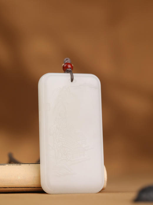 寄情山水牌吊坠 男款国风玉佩 平安纳福玉石挂件 商品图1