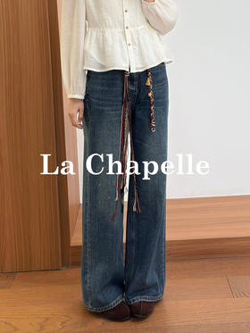 专柜实拍【磨毛/附赠腰带】拉夏贝尔/La Chapelle官网600+高品质！宽松慵懒感显瘦百搭直筒牛仔裤