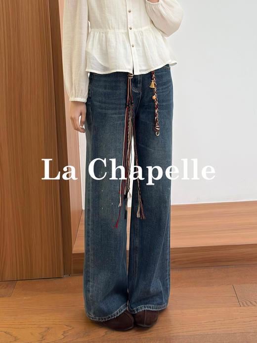 专柜实拍【磨毛/附赠腰带】拉夏贝尔/La Chapelle官网600+高品质！宽松慵懒感显瘦百搭直筒牛仔裤 商品图0