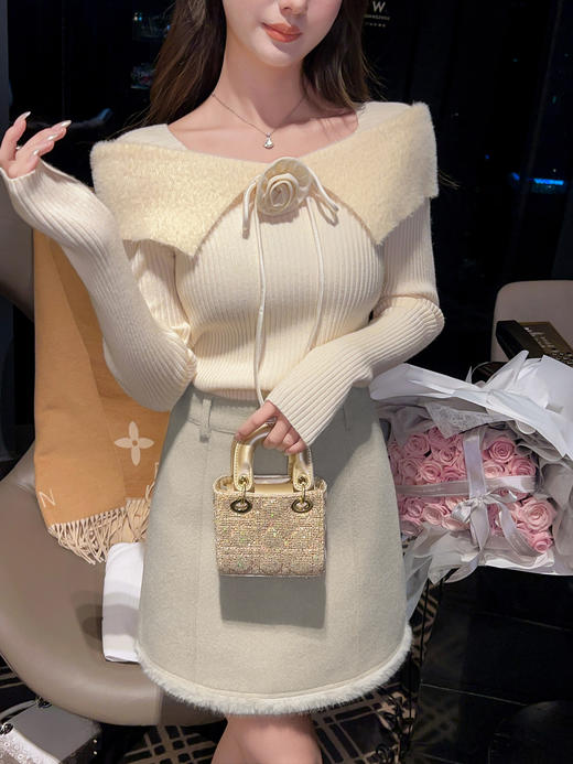 张心子【甜茶派对】高级感拼接毛毛半身裙 U2601024 商品图13