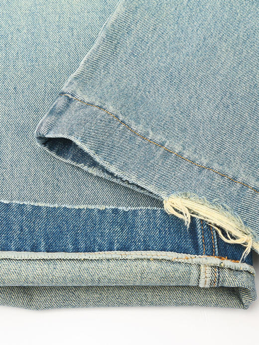 慵懒风浅蓝做旧牛仔裤 春季新款高腰宽松直筒九分裤 商品图4