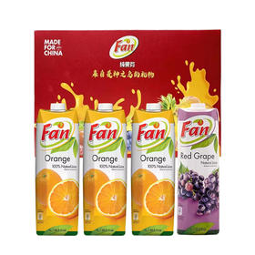 纯果芬果汁1L*4礼盒装（3橙子1葡萄汁）