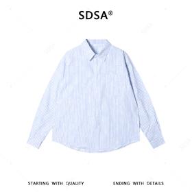 SDSA男士秋冬新款痞帅男装时尚简约撞色竖纹设计感长袖衬衫百搭