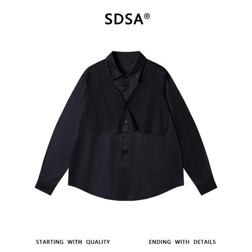 7022SDSA男士秋冬新款痞帅男装韩版简约纯色拼接针织长袖衬衫百搭休闲 商品图1