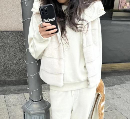 个位数库存  拼手速！ 重磅  连帽羽绒拼接水貂马甲  不退不换    水貂鹅绒连帽马甲 商品图3