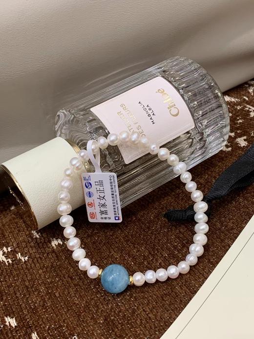 F012417富家女天然珍珠海纹石手链手串配布袋 商品图1