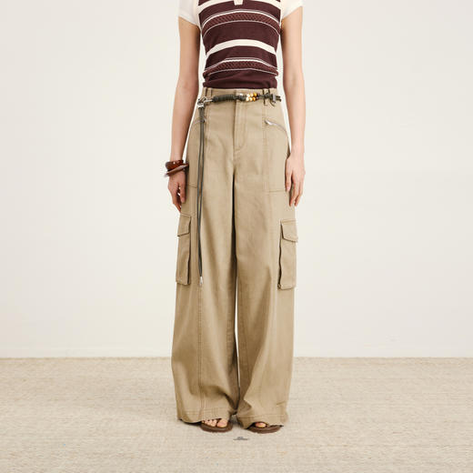 lost in echo2026年春季新款工装风独特不对称短外套多口袋阔腿裤 商品图3