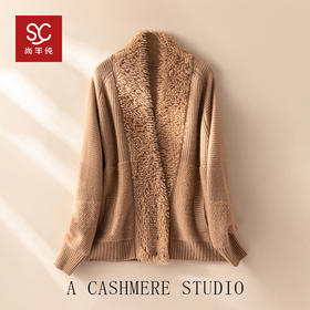 出自名门！精髓~重磅加厚V领山羊绒开衫女纯羊绒毛衣针织开衫外套