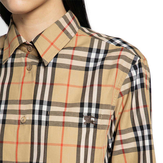 BURBERRY 巴宝莉 女士棉质格纹长袖衬衫 格子 8119172 B9368 商品图3